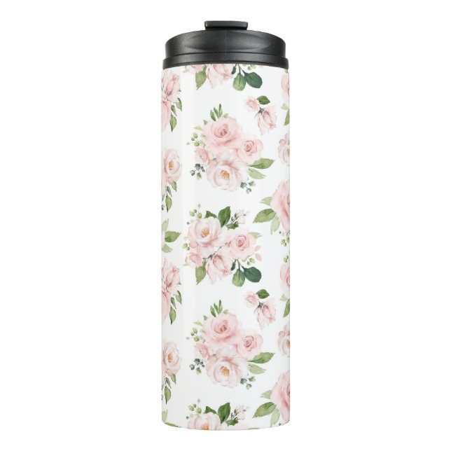 Bouteilles Isothermes Fleurs roses, Roses roses, Fleurs Aquarelles (Devant)