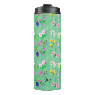 Bouteilles Isothermes Fleurs sauvages délicieux en vert menthe. Personna