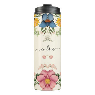 Bouteilles Isothermes Fleurs sauvages vintages, Personnaliser le nom du 