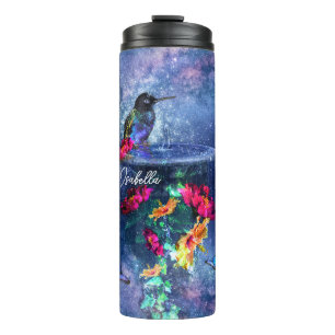 Bouteilles Isothermes Fleurs tropicales, colibri, papillon et étoiles
