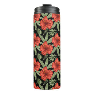 Bouteilles Isothermes Fleurs tropicales rouges sans coutures motif vert