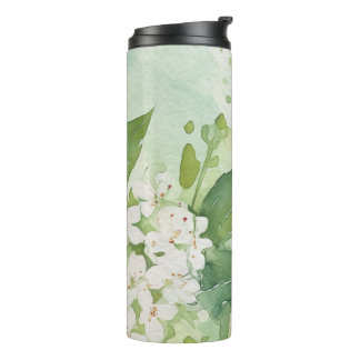 Bouteilles Isothermes Fleurs verdâtres aquarelles modernes & personnalis