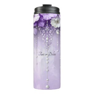 Bouteilles Isothermes Fleurs violettes avec perles qui pendent