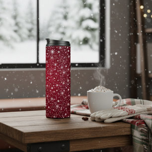 Bouteilles Isothermes Flocon de neige rouge festif