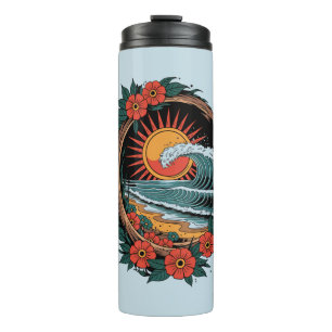 Bouteilles Isothermes Floral Beach Lover Sunset Vacances Cadeau Rétro