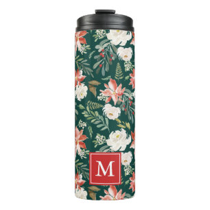 Bouteilles Isothermes Floral d'hiver   Monogramme de vacances