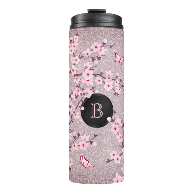 Bouteilles Isothermes Floral Fleurs de cerise Monogram Parties scintilla (Devant)