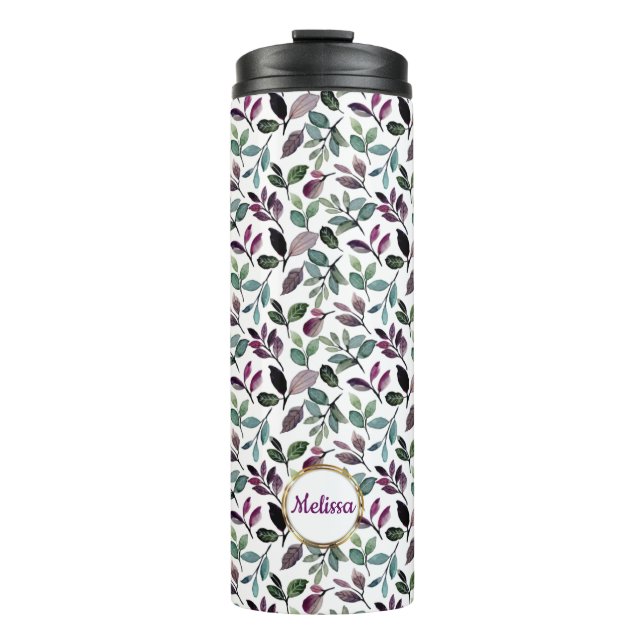 Bouteilles Isothermes Floral Greenery Aquarelle Nom du Motif (Devant)