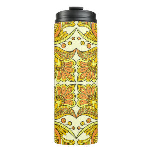 Bouteilles Isothermes Floral Jaune Folk : Motif Vintage élégant