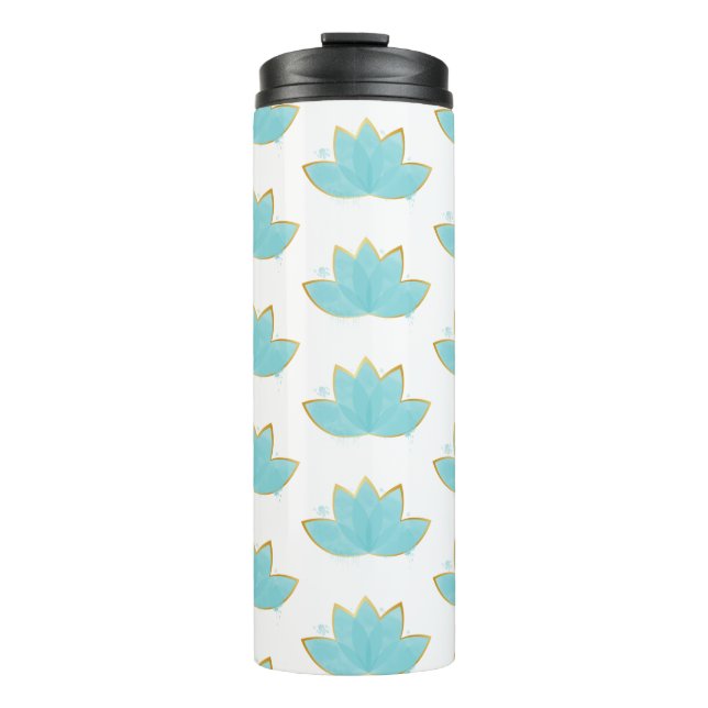 Bouteilles Isothermes Floral Lotus Seafoam Blue & Faux Gold (Devant)