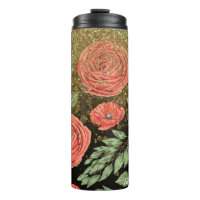 *~* Floral Red PEONY POPPY Gold Parties scintillan