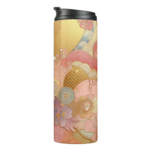 Bouteilles Isothermes Floral Rose Et Or