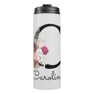 Bouteilles Isothermes Floral rose moderne C initial