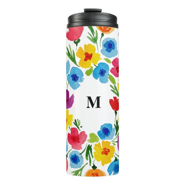 Bouteilles Isothermes Florales d'aquarelle gaies (Devant)