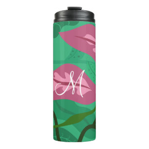 Bouteilles Isothermes Flore colorée et feuillage Fuchsia profonde sur ve