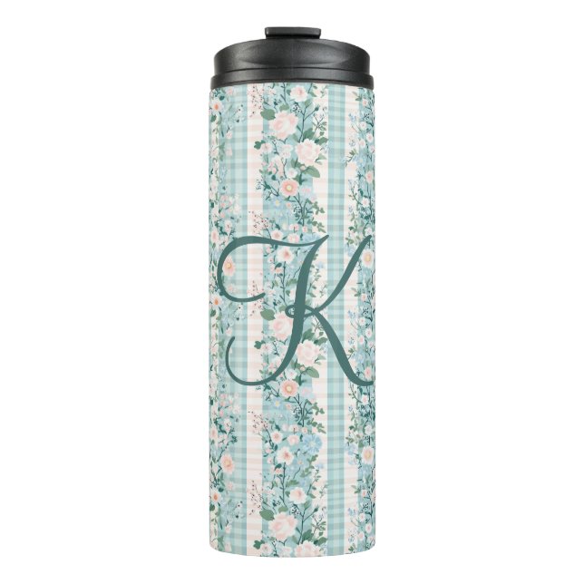 Bouteilles Isothermes Flores d'aquarelle rose En vichy (Devant)