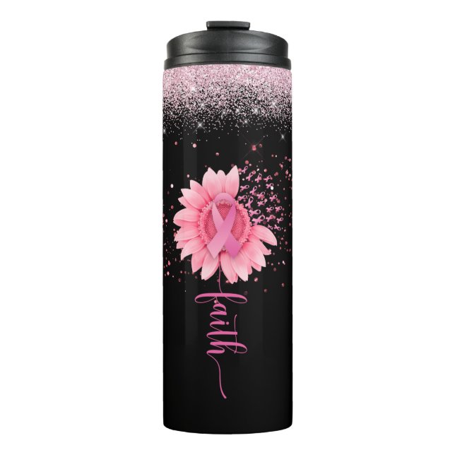 Bouteilles Isothermes Foi rose ruban Tournesol noir (Devant)