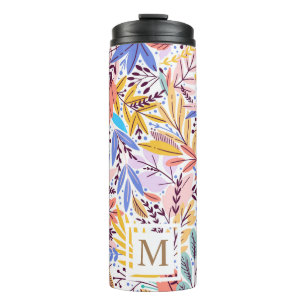 Bouteilles Isothermes Foliage tropical sauvage Monogramme couleur tendan