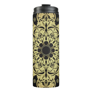 Bouteilles Isothermes Fond floral de tourbillons dorés de luxe