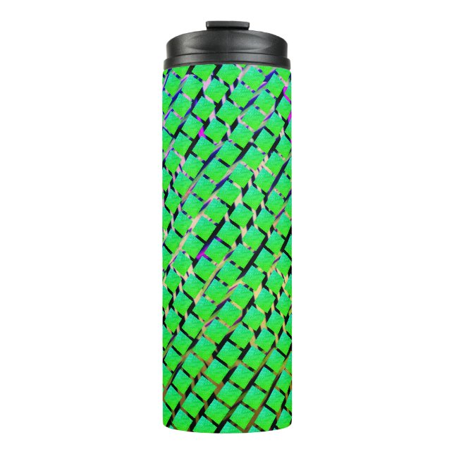 Bouteilles Isothermes Fondre jaune et foncé, carré vert brillant. (Devant)