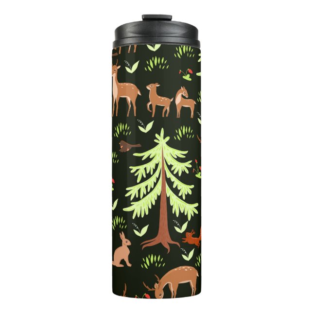 Bouteilles Isothermes Forêt de cerfs : Motif Pittoresque Vintage. (Devant)