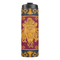 Foulard à tête de lion : motif doré.