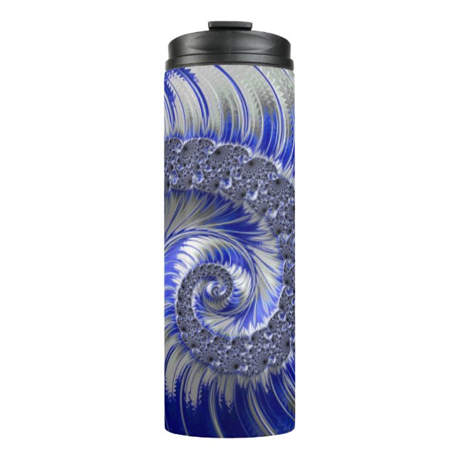 Bouteilles Isothermes Fractale moderne bleu gris blanc spiral (Devant)