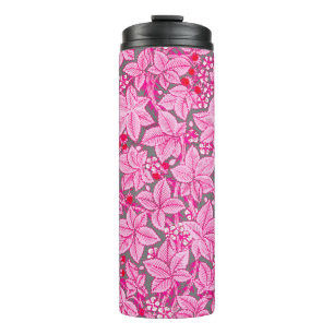 Bouteilles Isothermes Fraises et Feuilles Art Nouveau, rose et gris