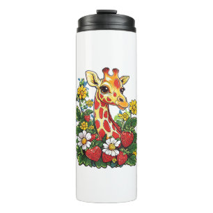 Bouteilles Isothermes Fraises et fleurs de girafe Gira mignonne graphiqu