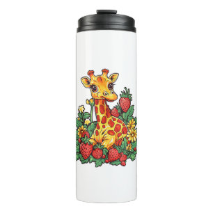 Bouteilles Isothermes Fraises et fleurs de girafe Gira mignonne graphiqu