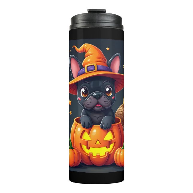 Bouteilles Isothermes Française Bulldog sorcière Citrouille Halloween Ho (Devant)