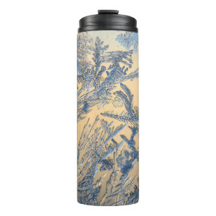 Bouteilles Isothermes Froid d'hiver sur cristal de glace bleu or verre