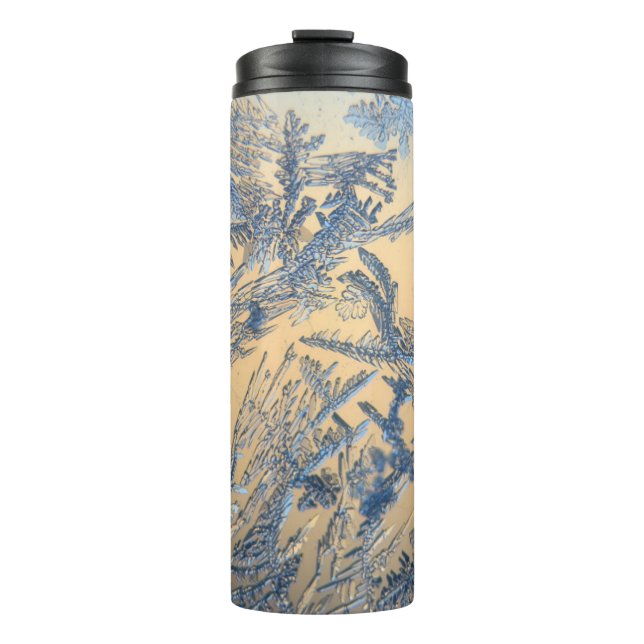 Bouteilles Isothermes Froid d'hiver sur cristal de glace bleu or verre (Devant)