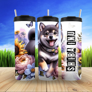 Bouteilles Isothermes Frolic à fleurs de Shiba Inu