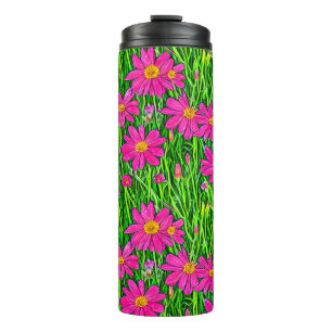 Bouteilles Isothermes Fuchsia Fleurs sauvages roses dans un champ