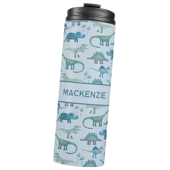 Bouteilles Isothermes Fun Personalized Dinosaur Pattern (Personalized name fun dinosaur pattern thermal tumbler)