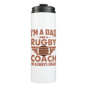 Bouteilles Isothermes Funny Rugby papa et entraîneur de rugby