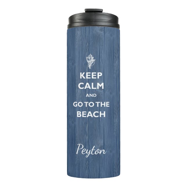 Bouteilles Isothermes Garder Calme Beach Shell Blue Wood Nom Therm Tumbl (Devant)
