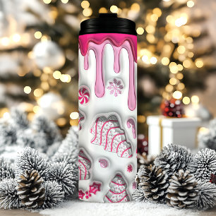Bouteilles Isothermes Gâteaux d'arbre de Noël rose 3D
