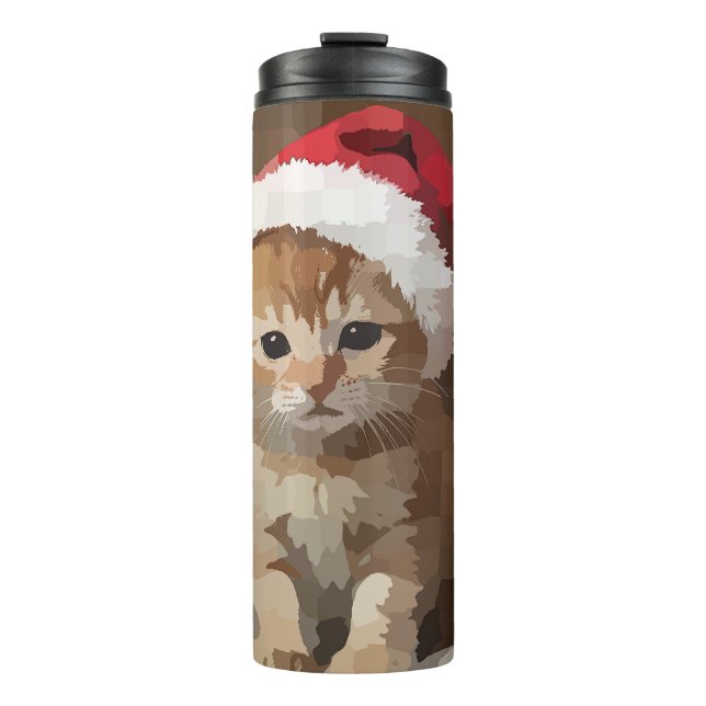 Bouteilles Isothermes Gatinho fofo com chapéu do papai Noel. (Devant)