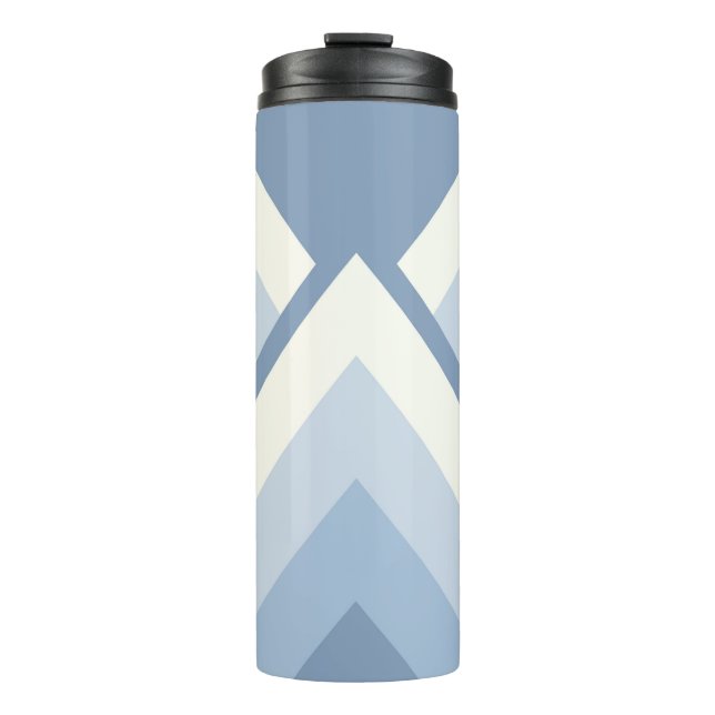 Bouteilles Isothermes géométrique Abstraite, bleu et blanc cassé 2 (Devant)