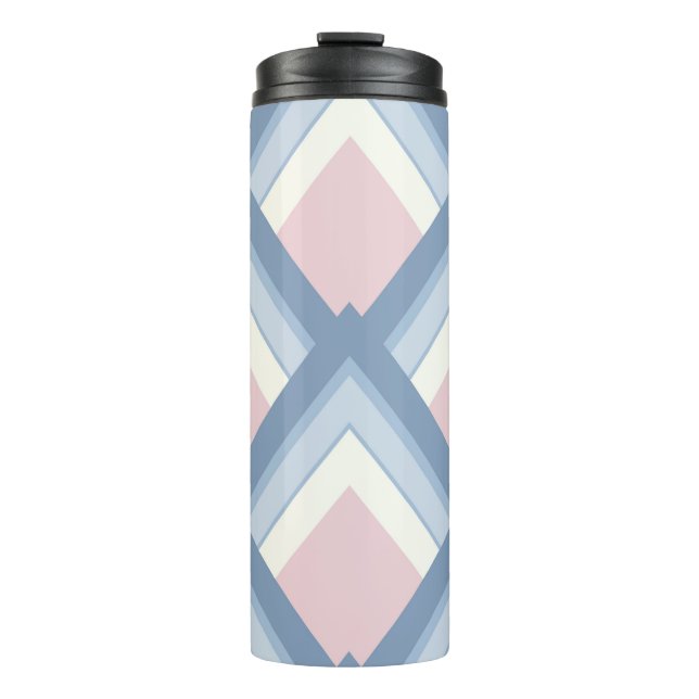 Bouteilles Isothermes géométrique Abstraite, bleue, rose et blanc cassé (Devant)