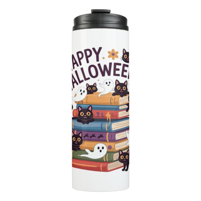 Bouteilles Isothermes Ghost Cat Lecture Livres Lover Cadeaux Halloween S (Devant)