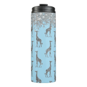 Bouteilles Isothermes Girafe en argent sur Dreamy Blue