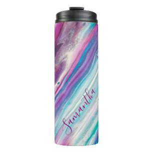 Bouteilles Isothermes Glitterie Turquoise Abstraite personnalisée violet