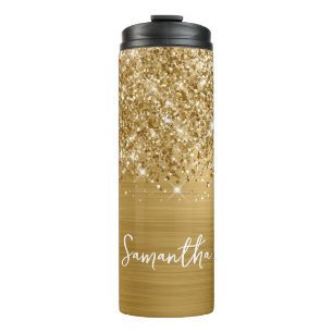 Bouteilles Isothermes Glittery Gold Glam Nom personnalisé