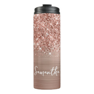 Bouteilles Isothermes Glittery Rose Gold Glam Nom personnalisé