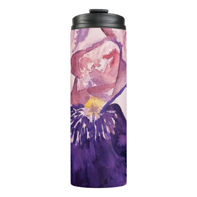 Bouteilles Isothermes Glorioues Purple Iris Aquarelle Peinture (Devant)