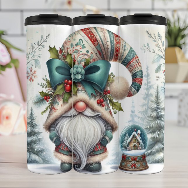 Bouteilles Isothermes Gnome de vacances avec Casquette de ruban (Créateur téléchargé)