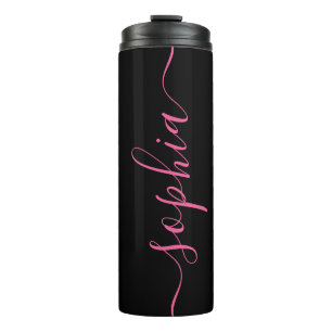 Bouteilles Isothermes Gobelet Thermique Noir Nom en Écriture Rose Person